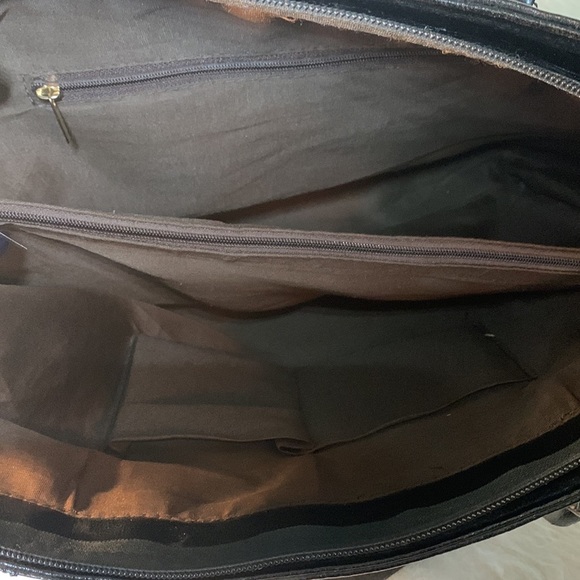 ELIM & PAUL Black Synthetic Leather Large Tote Shoulder Bag - Picture 9 of 12